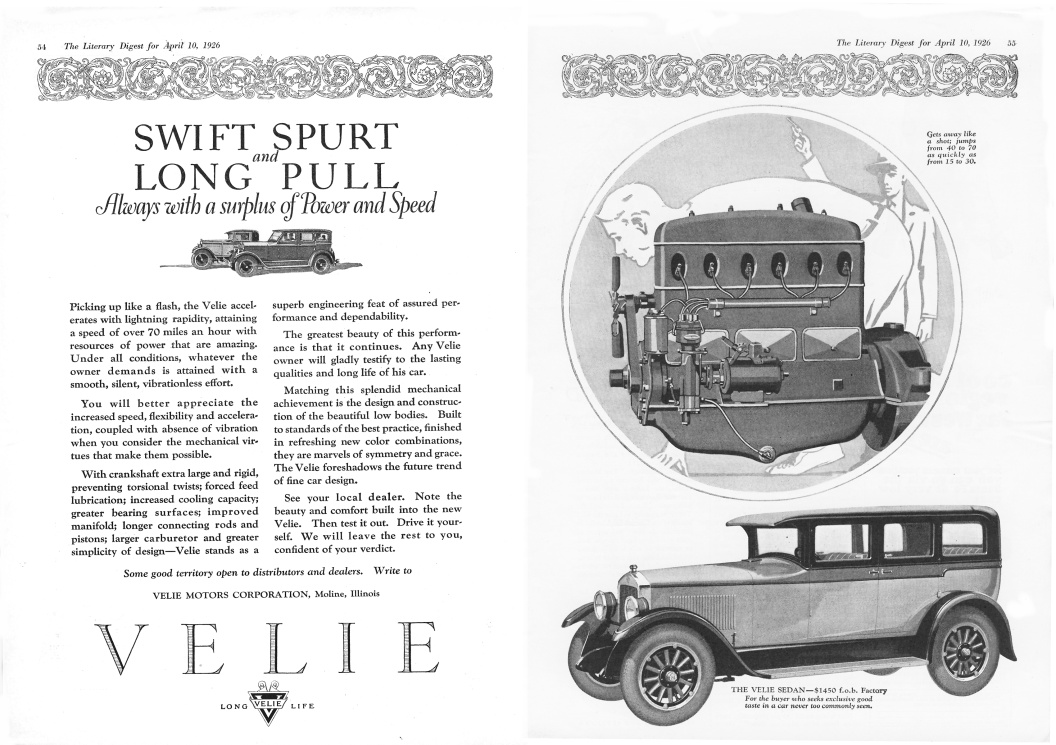 1926 Velie Auto Advertising